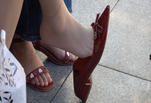 The girl in red heels great dangling shoeplay