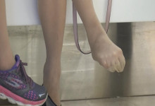 Cute girl try new heels