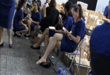 Young girl's sexy fresh nylon feet