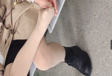 The lady remove her boot relax her tired feet