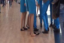 The air hostess in flats  great dipping shoeplay show