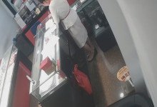 The jewelry store hostess in white dress stand up dipping shoeplay 2