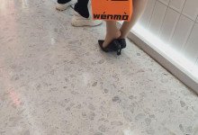 The girl in white nylon stand up heelpopping and shoeplay