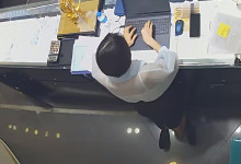 The jewelry store hostess in white dress dipping shoeplay 5