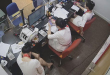 The jewelry store hostess in white dress dangling shoeplay 8