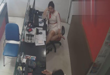 The jewelry store hostess in white dress dipping shoeplay 12