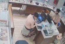 The jewelry store hostess in black nylon dipping shoeplay 22