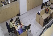 The office lady dipping shoeplay under the table when working 5