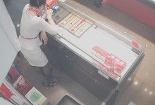 Let's watch the jewelry store hostess in blacknylon dangling shoeplay from overhead 2