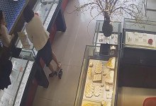 The jewelry store hostess in white dress great dangling shoeplay 8