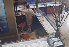 The jewelry store hostess in white dress great dipping shoeplay 32