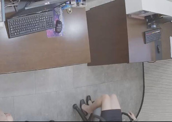 The jewelry store hostess bare feet dangling shoeplay