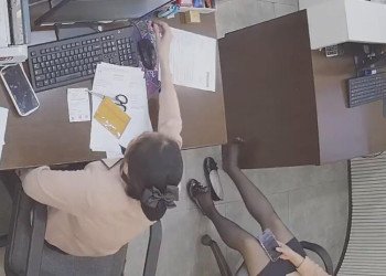 She remove heels show us cute black nylon feet