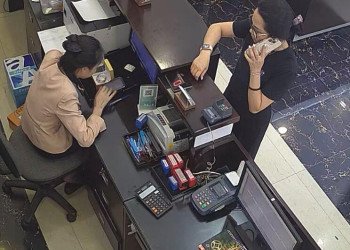 The jewelry store hostess in black nylon sit down dipping shoeplay