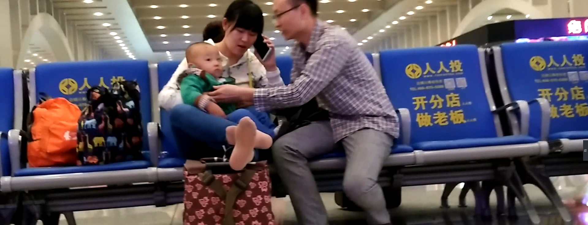 Girl remove heels and relax her tired feet on the chair when waiting for a train 7 