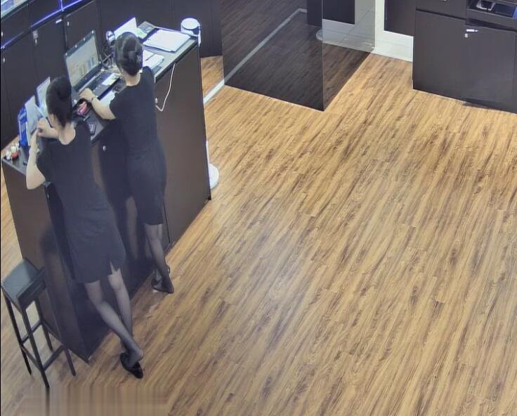 The jewelry store hostess in black nylon show us her cute feet! 204