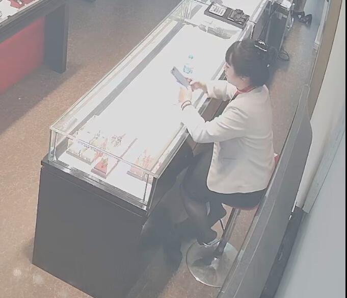 The jewelry store hostess manager show us her cute feet 8