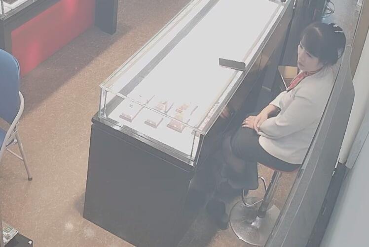 The jewelry store hostess manager show us her cute feet 18