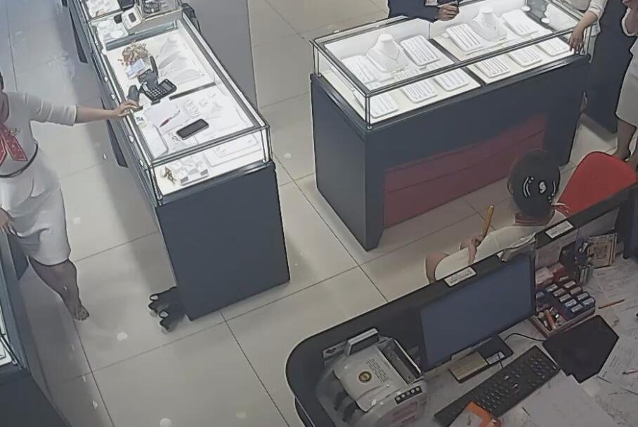 The jewelry store hostess in white dress dipping shoeplay 18