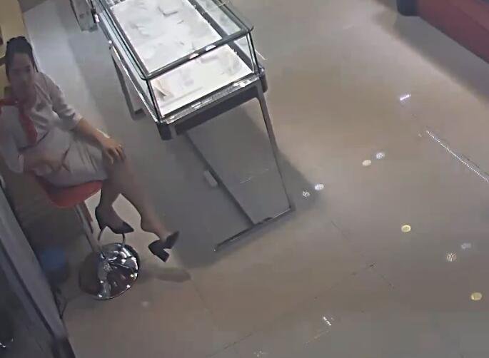 The jewelry store hostess in white dress great dipping shoeplay 26