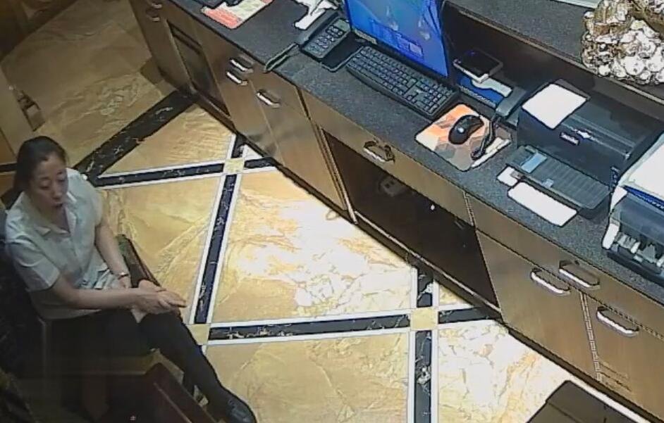 The hotel receptionist in nylon great dangling dipping and shoeplay 8